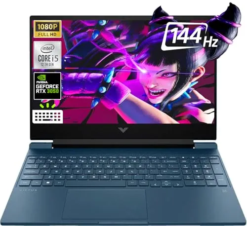 HP - Victus 15.6インチ フルHD 144Hz ゲーミングノートパソコン - Intel Core i5-12450H - NVIDIA GeForce RTX 3050 - バックライト KB-ウェブカメラ Wi-Fi 6 Win11 Ho