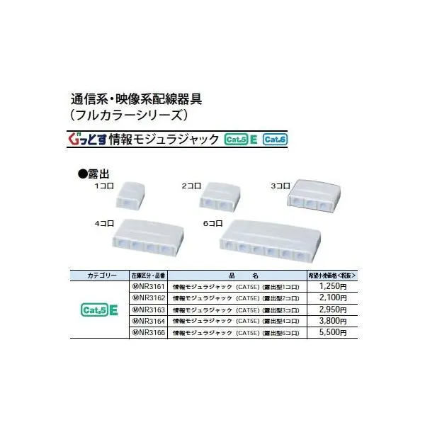 NR3166 LAN用露出型配線器具 CAT5E 6コ口 Panasonic 電設資材 通信系配線器具