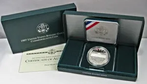 プルーフ米国 1997-P 植物園 90% 銀貨 1ドル 箱付き (KM# 278)