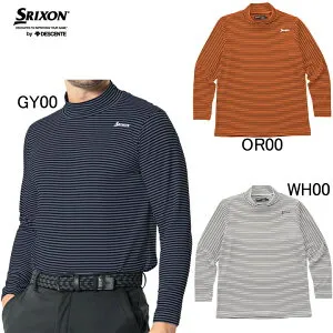 スリクソン by デサント SRIXON ヒートナビ ボーダー モックネック 長袖シャツ RGMWJB10 裏起毛 カットソー メンズ ゴルフウエア セール 秋冬モデル