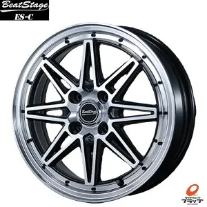 送料無料 ホイールのみ 4本セット ブレスト ビートステージ ES-C ブラックポリッシュ 14インチ 4.5J インセット+45 4穴 PCD100 JWL JWL-T ニューレイトン BLEST BeatStage 軽トラ 軽バン 軽自動車 ソリオ デ