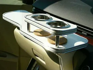 3色から選べるE51エルグランドMC後(04/9～)フロントテーブル カスタム カスタムパーツ 車内収納 高級感 インテリア性 ドリンクホルダー 日本製 自社製作 職人仕上げ カー用品