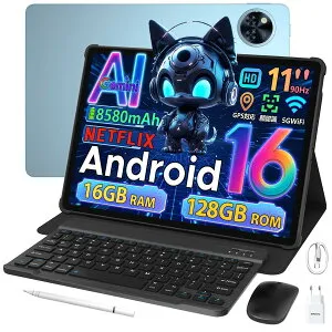 【数量限定7000円OFF】Android16 タブレット DOOGEE U11セット版 キーボード付き ケース付き Gemini AI搭載 11インチ大画面 90Hz 16GB RAM/128GB ROM + 2TB拡張対応 8コア 高性能 Widevine L1 Netflix対応 8580mAh大容量 1