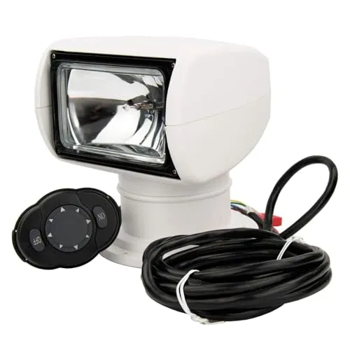 ボートスポットライト、100W 2500LM 360°回転リモコンマリンポータブルハロゲンサーチライトIP67防水ナビゲーションランプヘッドライト (12V)