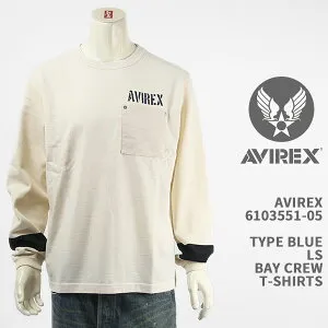 Avirex アビレックス タイプブルー 長袖 Tシャツ ベイクルー AVIREX TYPE BLUE LS BAY CREW T-SHIRT 6103551-05【国内正規/U.S.NAVY/送料無料】