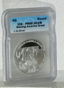 アメリカを再び偉大にする ドナルド・トランプ 1オンス シルバー PR69DCAM コイン ICG AWESOME