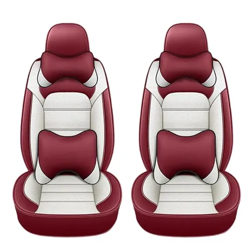 車シートカバー シートクッション と互換性のあるスバル レヴォーグ VM4 VMG 2014年6月～2020年9月 フロントシートカバー 360°フルラップ 通年使用 カーシートカバー 防水 防汚 滑り止 耐磨耗 通気性 取付簡単 カー用品 2枚(白と赤,