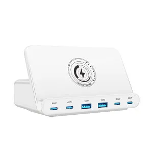 USB 充電器 合計160W PD 充電器 タイプc 充電器【PD65W&QC3.0対応/ 7台同時充電/スタンド機能】6ポート USB-C*4&USB-A*2 acアダプター スマホ充電器 PSE認証 MacBook/iPhone/Galaxy/AndroidノートPC/スマートフォン/