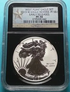 2013 W アメリカン シルバー イーグル Rev PF 70 .999 Fine E.R. シルバー スター パーフェクト!!!