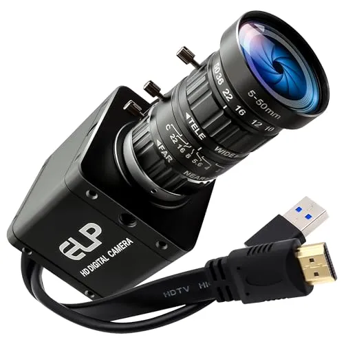 IFWATER 4K HDMI USB3.0 同時出力カメラ H.264 高速 60fps 低照度 カラー ライトバーン ウェブカメラ 5-50mm 10倍ズーム 手動レンズ プラグアンドプレイ Windows Linux Android ライブストリーミ