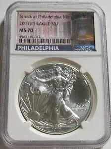 2017-(P) NGC MS70 フィラデルフィア アメリカン シルバー イーグル ~フィラデルフィア ベル ラベル~