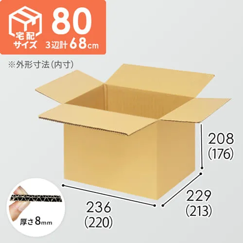 【宅配80サイズ】小箱ぴったり梱包用ダンボール箱［FBOX-02・2箱］（220×213×176mm）8mm W/F C5×C5<260枚>