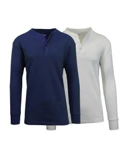 ギャラクシーバイハルビック メンズ トップス Tシャツ Galaxy By Harvic Men's Long Sleeve Thermal Henley Tee Pack of 2 Multi1 マルチカラー
