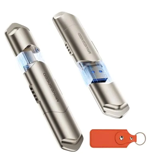 MOVE SPEED 256GB 外付けSSD 1000MB/秒の読み取り速度、USB 3.2 Gen2 + USB C デュアルポート ポータブル SSD、メタルケーシング付き外付けドライブ iPhone 15/16シリーズ/Mac/Android携帯電