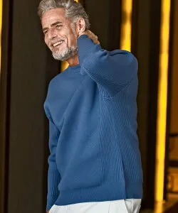 【SALE／69%OFF】AKM Contemporary AKM Contemporaryミックスリブエアリーニット シフォン トップス ニット ネイビー グレー ブラック ホワイト【送料無料】