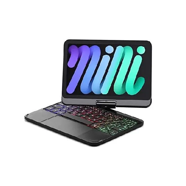 KMXDD Magnetic 360 Rotatable Keyboard Compatible with iPad Mini 6th Generation Case Magnet Adsorption, Touchpad Backlits Trackpad Flip Magic _並行輸入