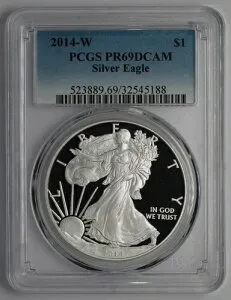 2014 W $1 アメリカン シルバー イーグル PCGS PR69 DCAM