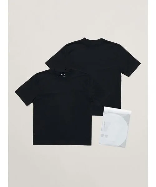 three dots/スリードッツ 【unisex】 powdery cotton 2pack tee black XL