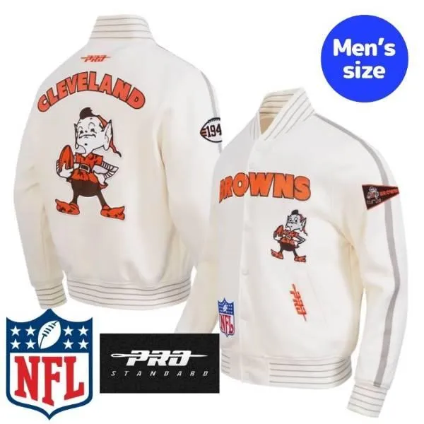 NFL公式 メンズ アウター スタジャン バーシティジャケット プロスタンダード クリーブランド・ブラウンズ CLEVELAND BROWNS PRO GAME DAY RETRO JACKET