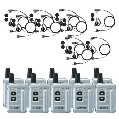 アルインコ ALINCO 薄型 ・ 軽量 ・ 中継機 対応 特定小電力 トランシーバー DJ-PX31S + 対応 BLUE CENTURY イヤホンマイク セット(オープンイヤー型イヤホンマイク【I025】,10台セット)