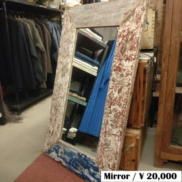 【One-of-a-kind-item】Recycle Wood Mirror Wood Mirror Wallhanging Mirror Full-length Mirror