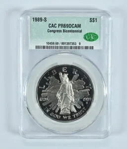 1989-S 議会記念銀貨 PR69 DCAM CAC