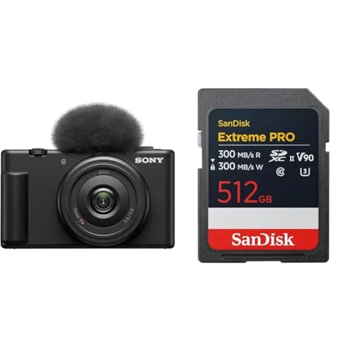SONY(ソニー) Vlog用カメラ VLOGCAM デジタルカメラ ZV-1F ウィンドスクリーン付属 単焦点レンズ ブラック ZV-1F B + 【 サンディスク 正規品 】 SDカード 512GB SDXC Class10 UHS-II V90 読取