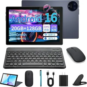 【期間限定15％OFFクーポン⇒14433円！】タブレット セット Android15 16GB+128GB+1TB-TF拡張 10.1インチ Wi-Fiモデル 8コアCPU アンドロイド15 Bluetooth5.4 8000mAhバッテリー デュアルカメラ 軽量薄型 WidevineL1