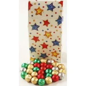 Scott's Cakes ホイル包みソリッドミルクチョコレートクリスマスオーナメント、8オンス入り。スタンディングプライマリースターボックス Scott's Cakes Foil Wrapped Solid Milk Chocolate Christmas Ornaments in a