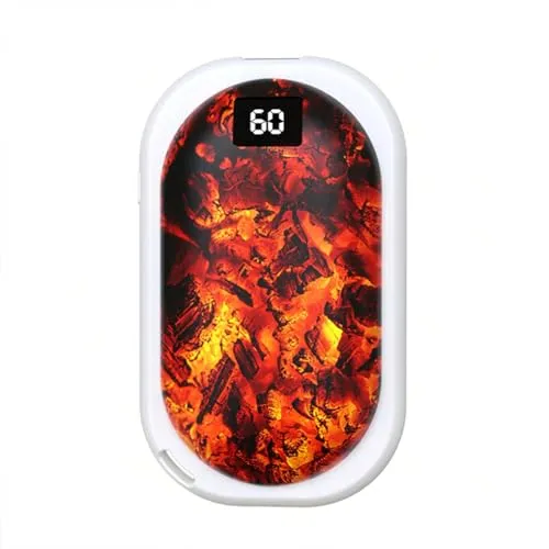 ハンドウォーマー 充電式 2個パック、電磁式ハンドウォーマー 5200mAh、ポータブルポケットヒーター/48(Color:N21 charcoal fire hand warmer white)
