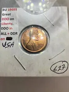 1969-S リンカーン セント 大きなエラーあり #627 説明をご確認ください