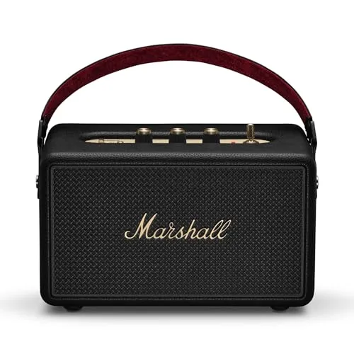 Marshall ワイヤレスポータブルスピーカー Kilburn III ブラック&ブラス 連続再生50時間/IP54防水防塵仕様/急速充電/LC3, AAC対応 【国内正規品】