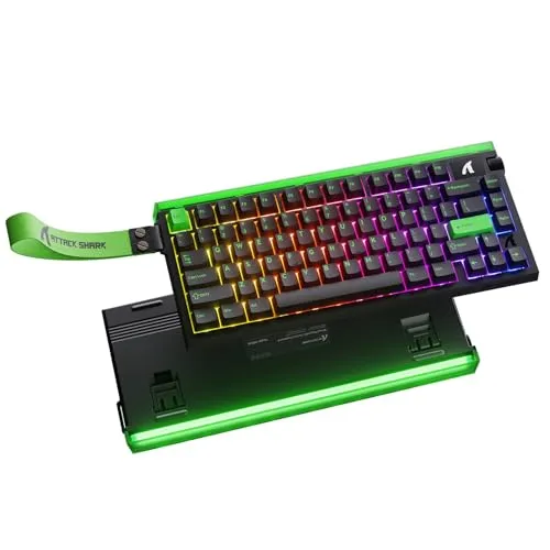 ATTACK SHARK R85HE ゲーミングキーボード 有線 ラピッドトリガー キーボード 8000Hz ポーリングレート 磁気スイッチ RT0.005mm RGB キーボード 75%レイアウト ノブ付き 1600万色RGBムードライト搭載 PBTキー
