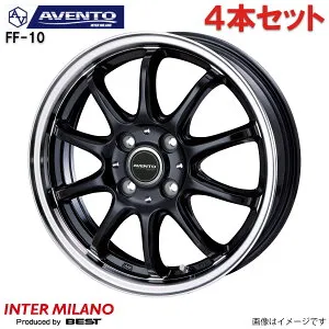 アルミホイール タント/タントカスタム LA600S ダイハツ インターミラノ アヴェント FF-10 4本 1台分 15インチ 4穴 【15×4.5J 4-100 INSET45 ブラック/リムポリッシュ(BK/RP)】