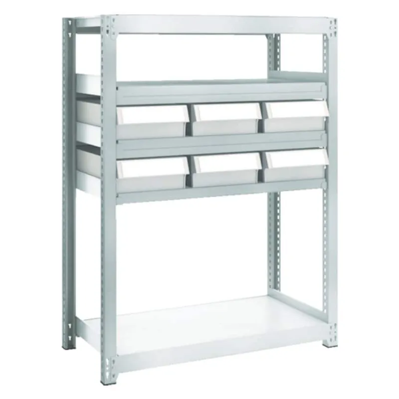 TRUSCO M2型軽中量棚 幅860×奥行450×高さ1200mm 樹脂NG引き出し付き 大×6 856-3249