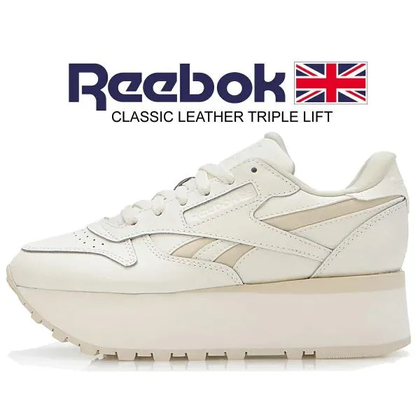リーボック クラシックレザー トリプル リフト Reebok CLASSIC LEATHER TRIPLE LIFT CHALK/CHALK/BEIGE 100201090 チョーク ベージュ 4cm 厚底 スニーカー