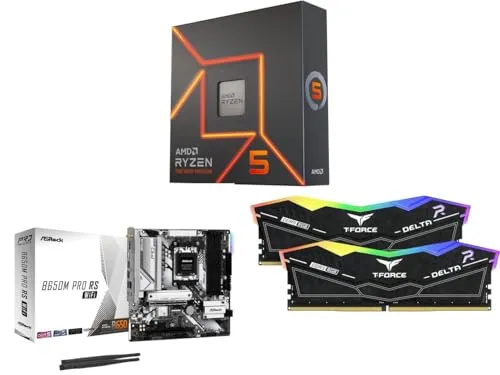 Newegg CPUマザーボードメモリコンボ - Ryzen 5 7600X B650M Pro RS WiFiとTG T-Force 16GB (2 x 8GB) 288ピン PC RAM DDR5 6000 (PC5 48000) メモリ