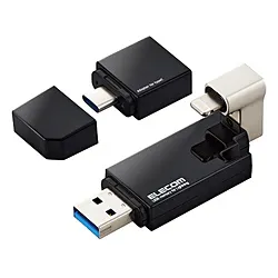 ELECOM(エレコム) USBメモリ MFi認証(Android/iOS/Mac/Windows11対応) ブラック MF-LGU3B032GBK ［32GB /USB TypeA＋USB TypeC＋Lightning /USB3.2 /キャップ式］