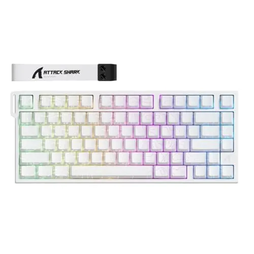 R82 HE 有線 75% ゲーミングキーボード磁気スイッチ 8000Hz ポーリングレート超 0.005mm RT Tech RGB バックライトと互換性(hite Contours)