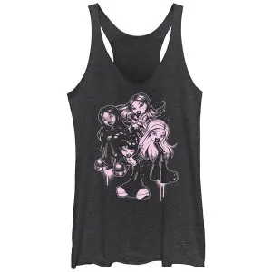 アニメキャラクター レディース トップス Tシャツ Licensed Character Juniors' Bratz Passion For Fashion Portrait Racerback Tank Top Black Heather ブラック