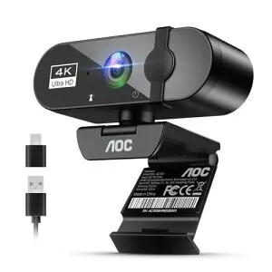AOC Webカメラ ウェブカメラ 4K マイク付き 【 99°広角 USB即挿即用 】usbカメラ webcam プライバシーカバー ノイズキ