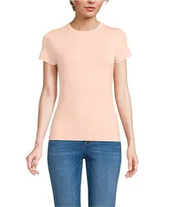 ランズエンド レディース トップス シャツ クルーネック Tシャツ Lands' End Women's Short Sleeve Cooling Crew Neck T-Shirt Soft mineral blush ブラッシュ