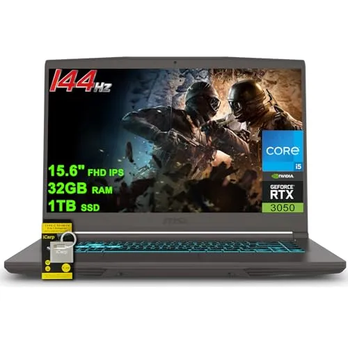 MSI 薄型15ゲーミングノートパソコン 15.6インチ FHD IPS 144Hz Intel 8コア i5-13420H (Beats i7-11800H) 32GB RAM 1TB SSD GeForce RTX 3050 バックライト USB-C