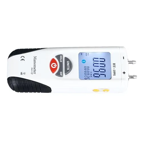 EBTOOLS 自動車および HVAC アプリケーションでの正確なガス圧力テスト用のバックライト付きデュアルポートディスプレイ付きデジタル圧力計