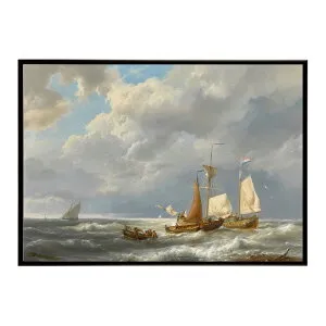 世界の古い絵画 レトロポスター デジタルリマスターA Dutch Barge Offshore Amid Small Vessels in a Stiff Breeze インテリア a0 a1 a2 a3 a4 b4 b0 b1 b2 b3作品 油絵 水彩画 おしゃれ モダン シンプル お洒落【bn-poste