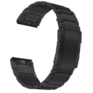 Quickfit 22mm チタン製ベルトに適合ガーミン Garmin Approach S62/ Fenix 6 / Fenix 5 / Fenix 7 / EPIX 2用, トリプルシートベルトバックル交換 バンドに対応Garmin Instinct 2 / Forerunner 955用 長さ調整器具付き (ブ