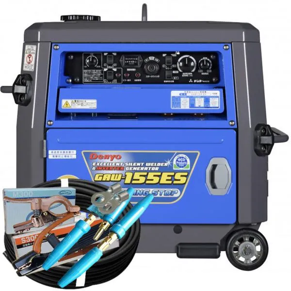 50000-049-1 (送料無料) エンジン溶接機 GAW-155ES 黒色20m付属品付き(J) 自動アイドリングストップ機能付き デンヨ－