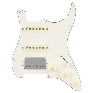 Fender フェンダー Pre-Wired Strat Pickguard Quadra Tap/Ultra Noiseless HSS Parchment 11 Hole PG 配線済みピックアップセット