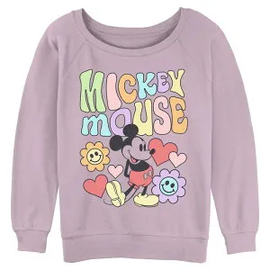 ディズニー レディース トップス Tシャツ フラワー柄 フラワー グラフィック Disney's Mickey Mouse Floral Fun Juniors' Graphic Pullover Lavender ラベンダー