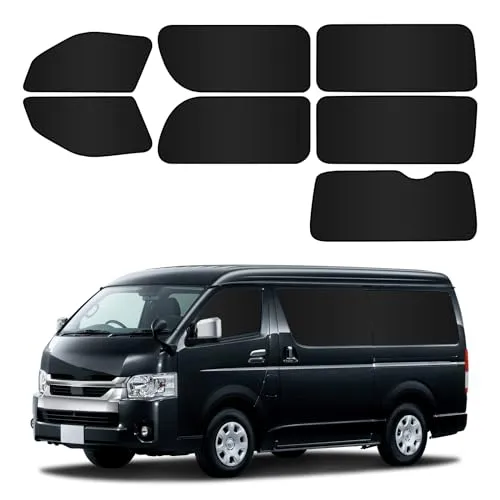 BLUESEATEC トヨタ ハイエース 200系 標準ボディ 遮光 カーテン マグネット H16.8-現行 着脱簡単 車種専用設計 車中泊 日除け 収納袋付き 7枚セット